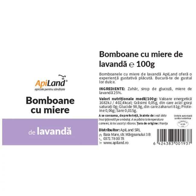 Bomboane cu miere de lavandă - 100g Apiland