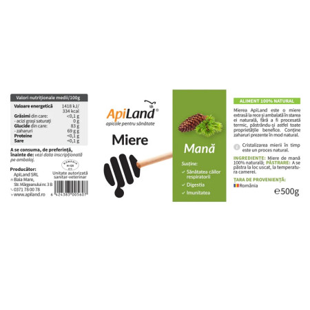 Miere Mană 500g Apiland Miere Mană 500g Apiland