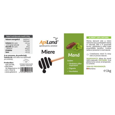 Miere Mană 1kg Apiland Miere Mană 1kg Apiland