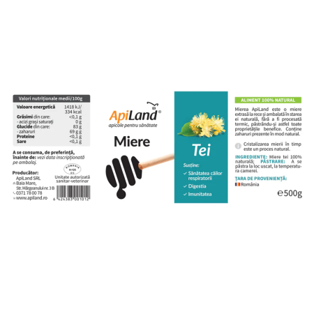 Miere de tei cruda 500g Apiland