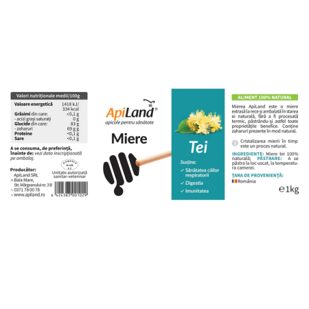 Miere de tei cruda 1kg Apiland