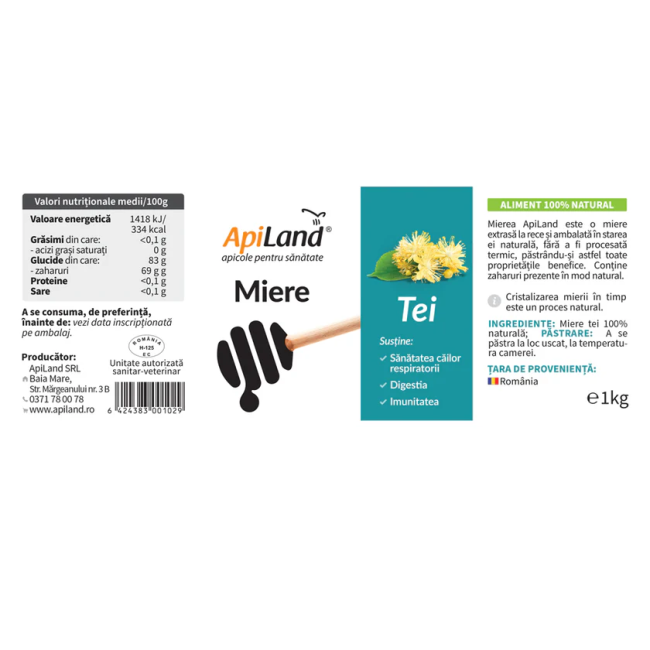 Miere de tei cruda 1kg Apiland