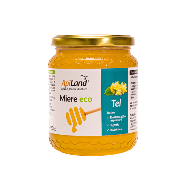 Miere de tei cruda ECO 500g Apiland