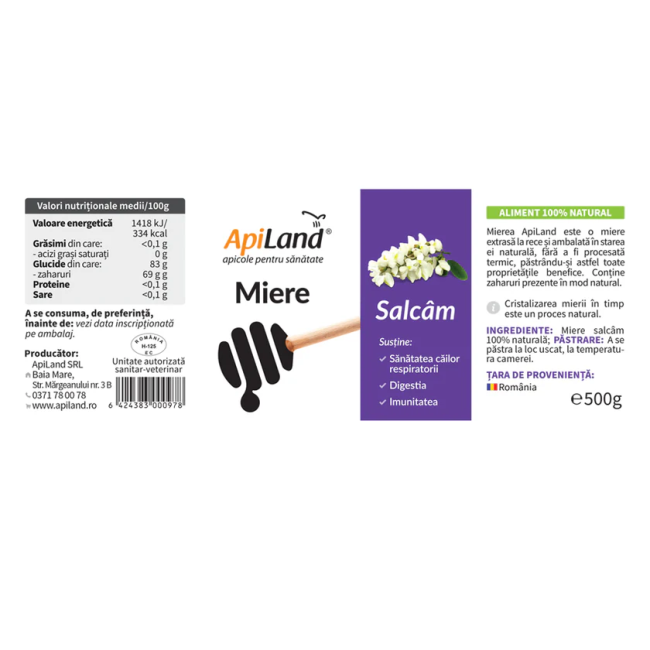 Miere de salcam cruda 500g Apiland