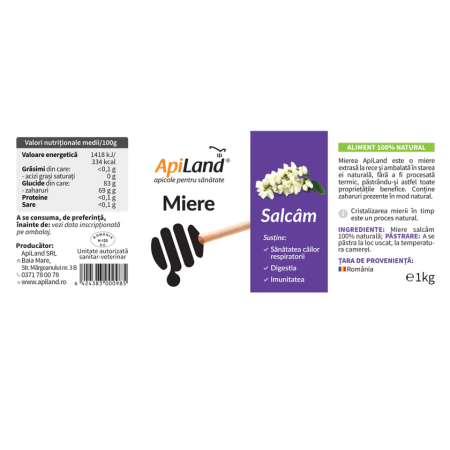 Miere de salcam cruda 1kg Apiland