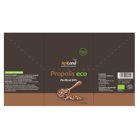 Pachet Propolis purificat 95% ECO - 10 plicuri x 10g Apiland