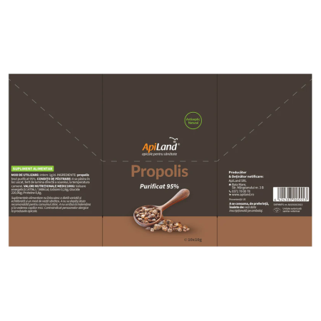 Pachet Propolis purificat 95% - 10 plicuri x 10g Apiland