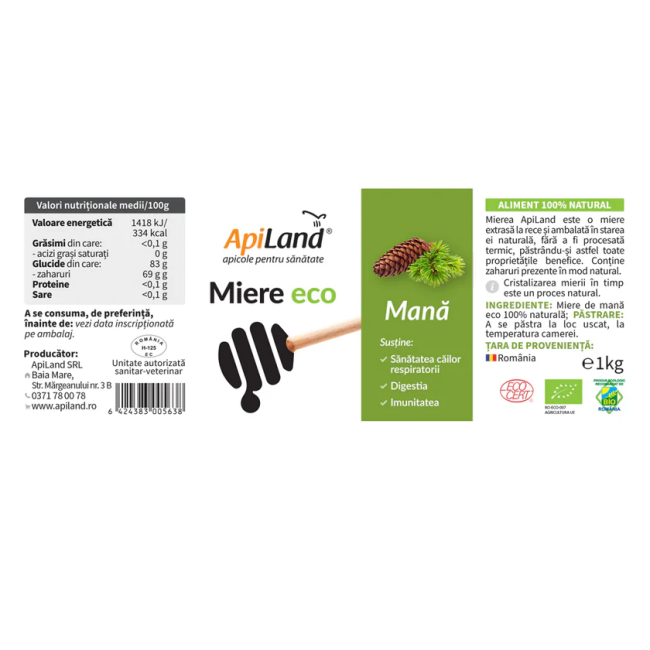 Miere Mană ECO 1kg Apiland