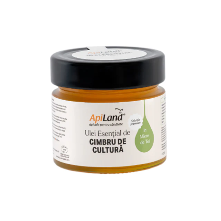 Miere de tei cu ulei esențial de cimbru de cultură 250g Apiland