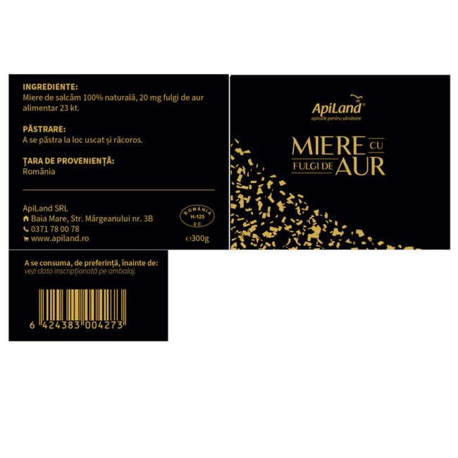 Miere cu fulgi de aur 300g Apiland