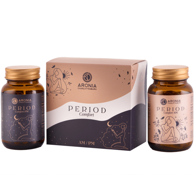 Period Comfort AM & PM — 2 suplimente naturale care reduc disconfortul menstrual și susțin echilibrul hormonal ziua și noaptea