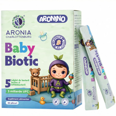 Aronino Baby Biotic — 5 probiotice care susțin digestia, flora intestinală și imunitatea bebelușilor