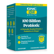 GNC Gut Health Probiotic Extra Strength Multi Strain 100 Billion CFUs, Probiotic LAB4® Studiat Clinic, 100 Miliarde Culturi Vii, 20 cps