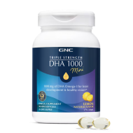 GNC Triple Strength DHA 1000 Mini, Acizi grasi DHA omega-3 mini, cu aroma naturala de lamaie, 90 cps