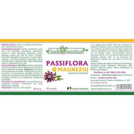 Passiflora cu Magneziu 90 cps Health Nutrition