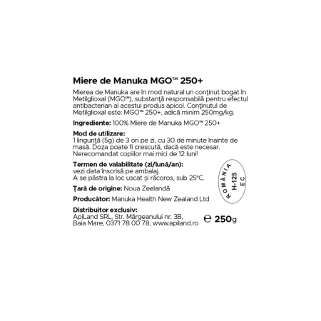Miere de Manuka (MGO 250+) 250g Manuka Health