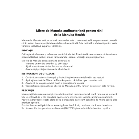 Miere de Manuka antibacteriana pentru rani 30ml
