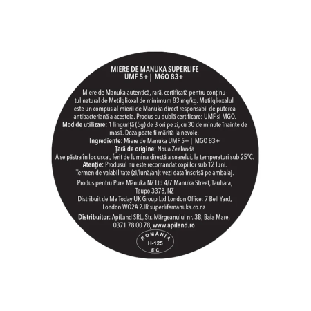 Miere de Manuka SuperLife UMF 5+ | MGO 83+ - 250g