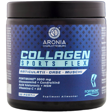 Collagen Sports Flex — suport zilnic pentru articulații, oase și mușchi, în mișcare și sport, cu Fortibone® Colagen, glucozamină, condroitină și nutrienți esențiali