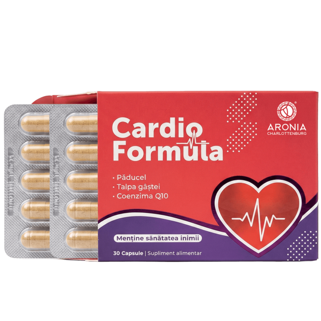 Cardio Formula: formulă concentrată cu Păducel, Talpa-gâștei și Coenzima Q10 pentru sănătatea inimii
