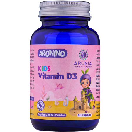 Aronino Kids Vitamin D3 — 60 capsule masticabile care sprijină oasele, dinții, mușchii și imunitatea copiilor
