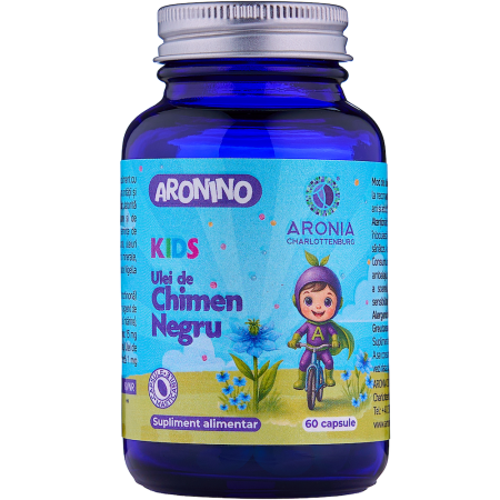 Aronino Kids Ulei de Chimen Negru — 60 capsule masticabile care susțin imunitatea, sistemul respirator și energia copiilor
