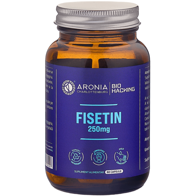 Fisetin 250 mg — 60 capsule cu beneficii pentru longevitate, creier, piele și energie  |  Bio Hacking