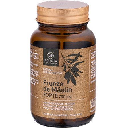 Frunze de Măslin Forte la 750 mg — 60 capsule cu beneficii pentru tensiune, colesterol și tranzitul intestinal Frunze de Măslin Forte la 750 mg — 60 capsule cu beneficii pentru tensiune, colesterol și tranzitul intestinal