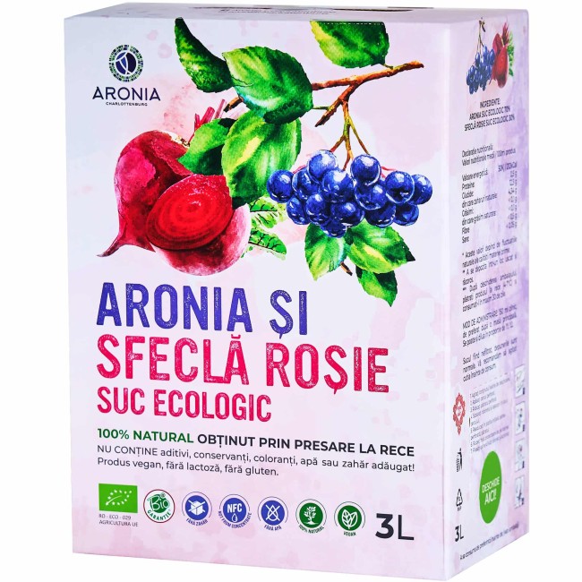 Suc de Aronia și Sfeclă Roșie 100% Natural și Ecologic la 3L (RO-ECO-029) Suc de Aronia și Sfeclă Roșie 100% Natural și Ecologic la 3L (RO-ECO-029)