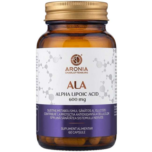 ALA (Alpha Lipoic Acid) 600 mg — 60 capsule pentru energie stabilă, protecție celulară și echilibru metabolic