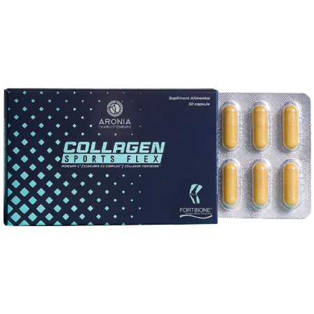 Collagen Sports Flex — 30 capsule pentru sănătatea articulațiilor, oaselor și mușchiilor, cu Fortibone® Collagen, Curcumin C3 Complex® și Vitamina C Pureway-C®