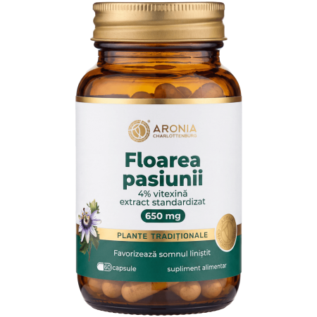Floarea pasiunii 650 mg — 60 capsule cu extract concentrat din plantă, pentru somn liniștit, calm și susținere în perioadele de stres | Plante Tradiționale
