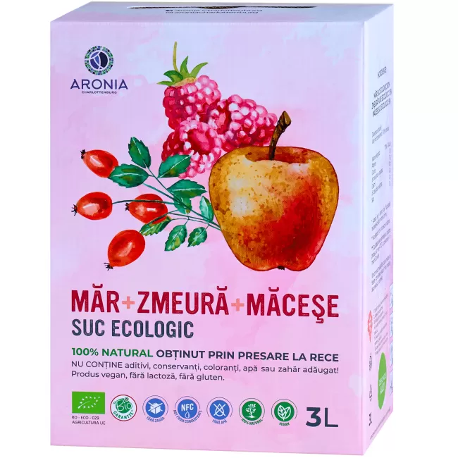 Suc de Măr, Zmeură și Măceșe 3L ECO (RO-ECO-029) Suc de Măr, Zmeură și Măceșe 3L ECO (RO-ECO-029)