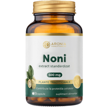 Noni 500 mg — 60 capsule cu extract concentrat din fructe de Noni pentru susținerea respirației, celulelor și imunității  |  Plante Tradiționale