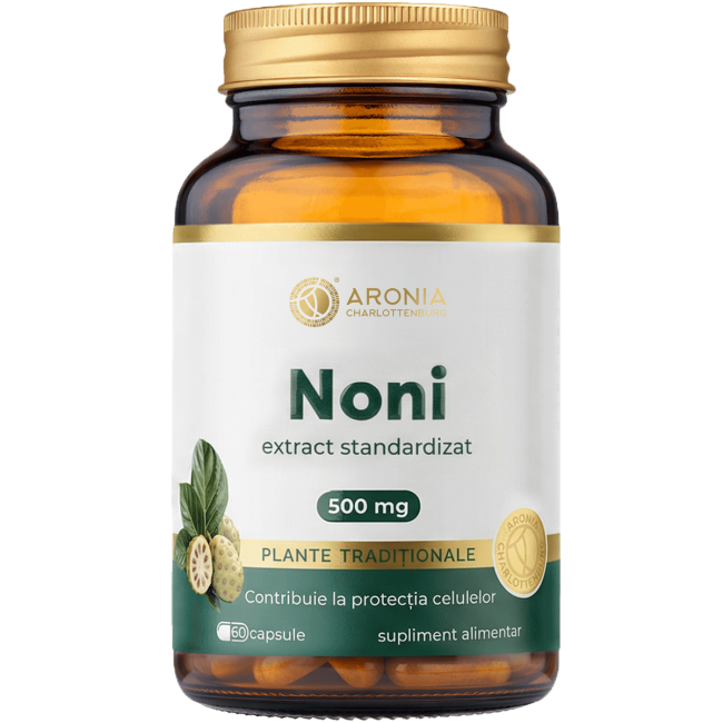 Noni 500 mg — 60 capsule cu extract concentrat din fructe de Noni pentru susținerea respirației, celulelor și imunității  |  Plante Tradiționale