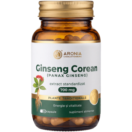 Ginseng Coreean (Panax Ginseng) 700 mg — 60 capsule cu extract concentrat, pentru energie, atenție și adaptarea organismului la stres | Plante Tradiționale