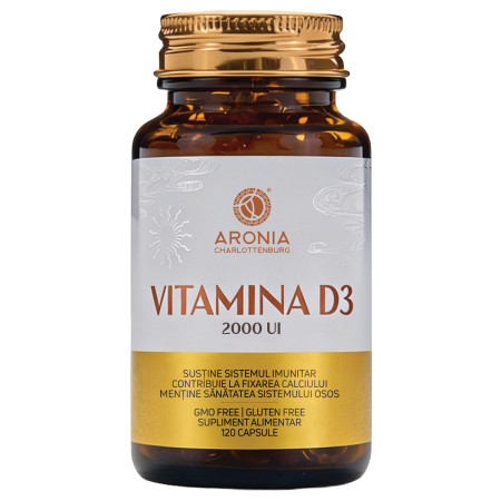 Vitamina D3 la 2000 UI — 120 capsule pentru susținerea oaselor, mușchilor și sistemului imunitar, asigurând consumul timp de 4 luni