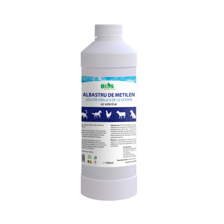 Albastru de Metilen, pentru uz veterinar, solutie orala si de uz extern, 1000 ml Albastru de Metilen, pentru uz veterinar, solutie orala si de uz extern, 1000 ml