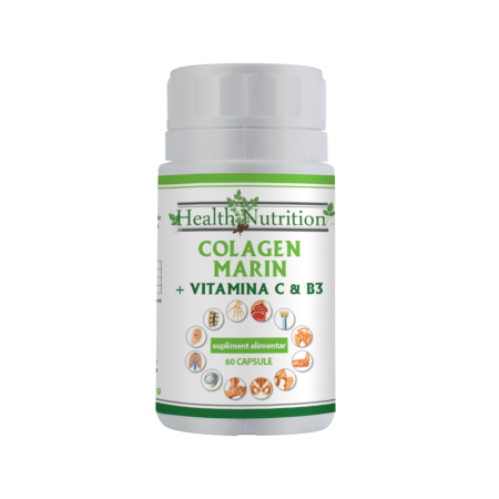 Colagen marin Forte + Vitamina B3 + Vitamina C 60 tablete Health Nutrition