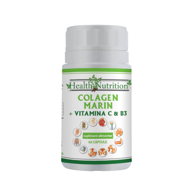 Colagen marin Forte + Vitamina B3 + Vitamina C 60 tablete Health Nutrition Colagen marin Forte + Vitamina B3 + Vitamina C 60 tablete Health Nutrition