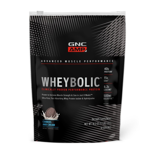 Gnc Amp Wheybolic, Proteina Din Zer, Cu Aroma De Biscuiti Cu Crema, 520 G Gnc Amp Wheybolic, Proteina Din Zer, Cu Aroma De Biscuiti Cu Crema, 520 G