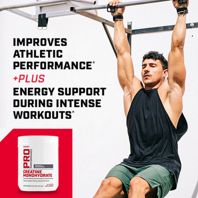 GNC Pro Performance® Creatine Monohydrate, Creatina Monohidrata fara aroma pentru sustinerea musculaturii si a functiei cognitive, 255 g