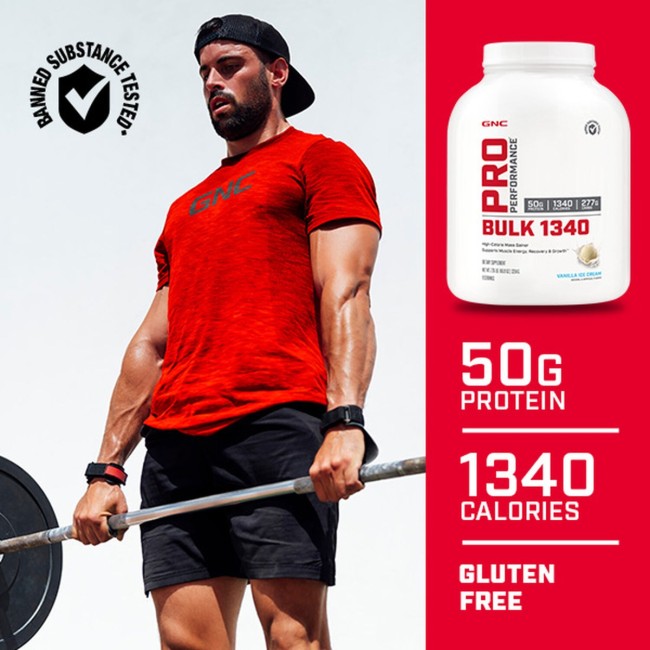 Gnc Pro Performance Bulk 1340, Gainer Cu Proteina Si Carbohidrati, Cu Aroma De Vanilie, 5443 G