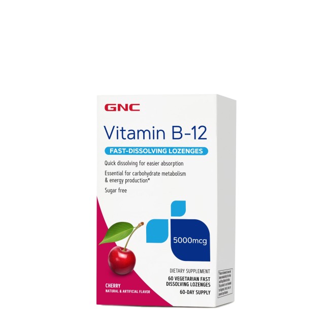 Gnc Vitamina B-12 5000 Mcg Cu Dizolvare Rapida, Cu Aroma De Cirese, 60 Drajeuri Gnc Vitamina B-12 5000 Mcg Cu Dizolvare Rapida, Cu Aroma De Cirese, 60 Drajeuri