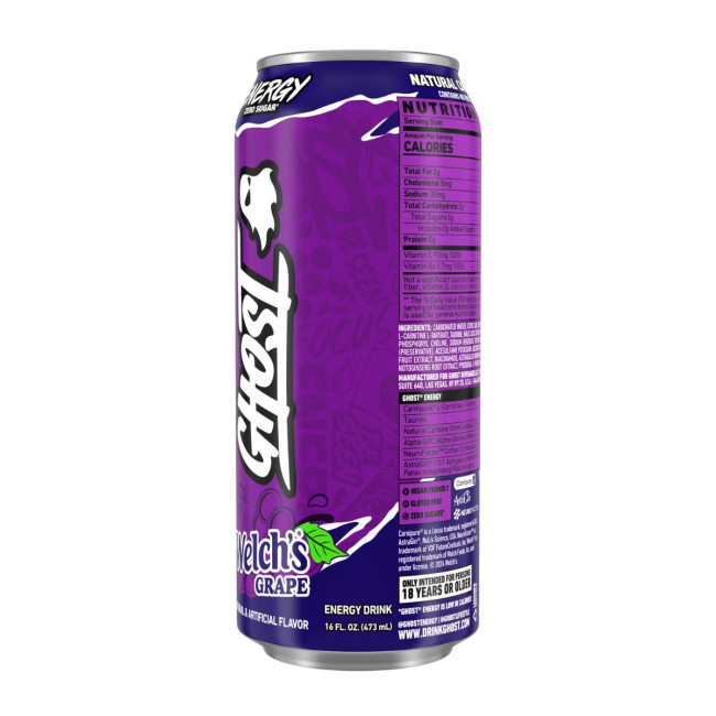 Ghost Energy Drink With Welch's Grape Flavor, Bautura Energizanta Cu Aroma De Struguri Welch’s, 473 Ml