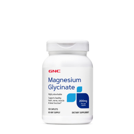 Gnc Magnesium Glycinate 200 Mg, Magneziu Pentru Relaxarea Musculara Si Sustinerea Sistemului Nervos, 120 Cps