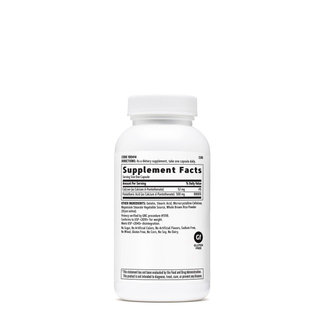 Gnc Pantothenic Acid 500 Mg, Acid Pantotenic, 100 Cps Gnc Pantothenic Acid 500 Mg, Acid Pantotenic, 100 Cps