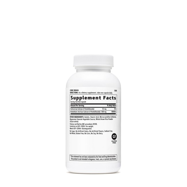 Gnc Pantothenic Acid 500 Mg, Acid Pantotenic, 100 Cps