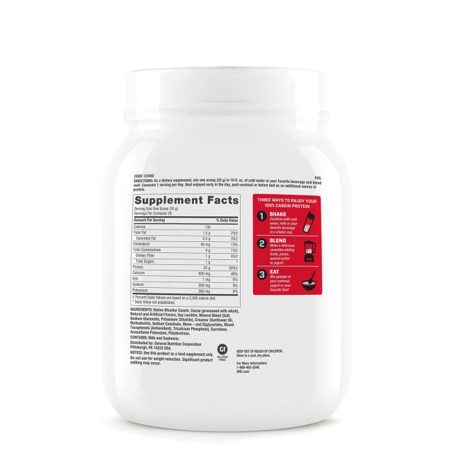 Gnc Pro Performance 100% Casein, Cazeina, Cu Aroma De Ciocolata, 980 G Gnc Pro Performance 100% Casein, Cazeina, Cu Aroma De Ciocolata, 980 G