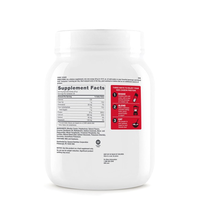 Gnc Pro Performance 100% Casein, Cazeina, Cu Aroma De Vanilie, 952 G